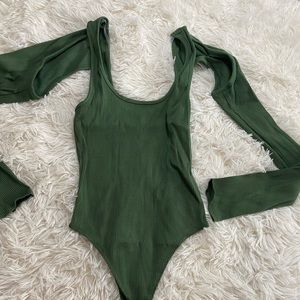 Forever 21 Ribbed Open Shoulder Bodysuit